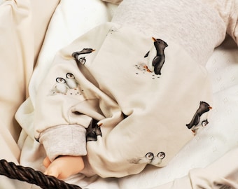 Pumphose "Pinguin" einzeln oder im Set mit Halstuch,  Babyhose Herbst / Winter Mädchen Junge, Babygeschenk, Erstlingshose