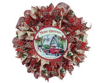 christmas wreath, rustic Christmas wreath, Christmas Red Truck Wreath. Red Truck wreath, Christmas wreaths