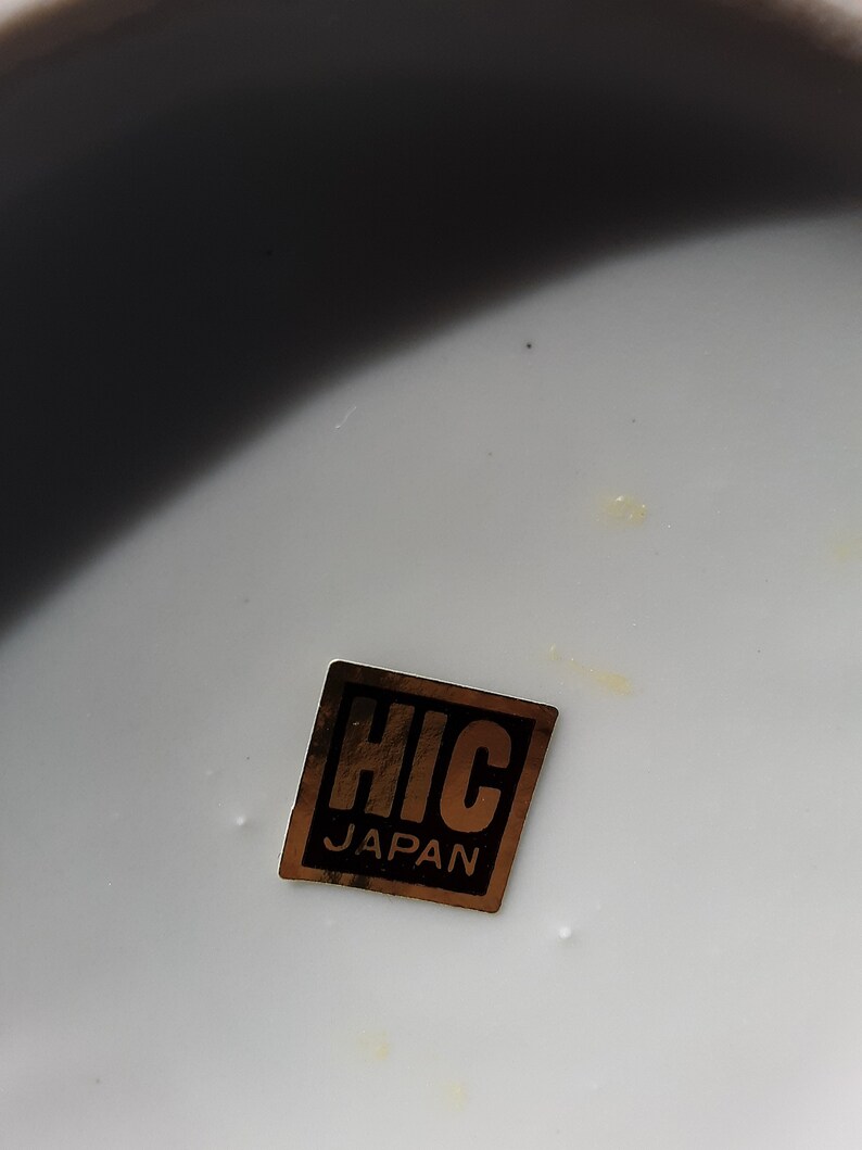 HIC Japan teapot white with blue trim and blue symbols Etsy