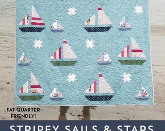 Stripey Sails and Stars Quilt Pattern by Melissa Mortenson