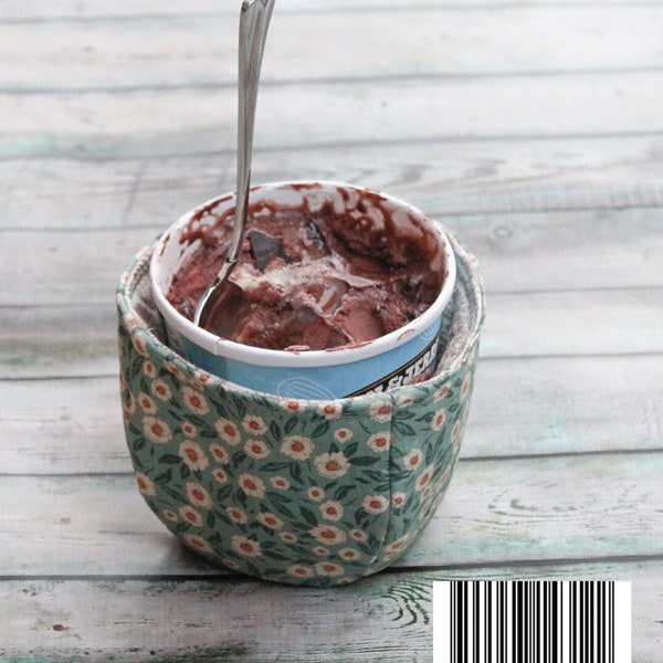Ice Cream Cozy - Postcard Pattern By Carolina Moore*Ice Cream Cozy*Ice Cream Holder*Ice Cream Sleeve*Quilted Ice Cream Cozy*Unique Gift Idea