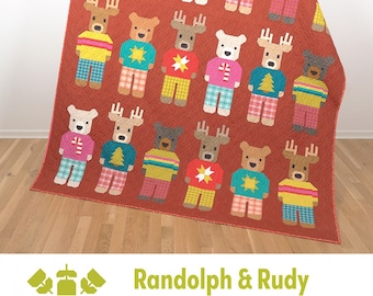 Randolph & Rudy Quilt Pattern by Elizabeth Hartman*Christmas Quilt*Holiday Quilt Pattern*Christmas Quilt*Reindeer Pattern*Reindeer Quilt*