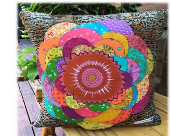 Giant Zinnia Pillow Collage Pattern  by Laura Heine