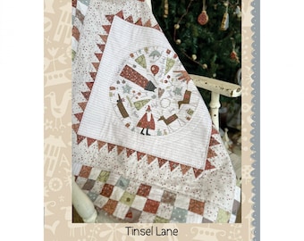 Hatched and Patched Tinsel Lane Quilt Pattern*Christmas Quilt Pattern*Wool Applique Pattern*Christmas Pattern*Holiday Quilt Pattern*