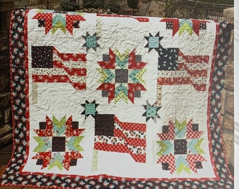 Freedom Quilt Pattern*Flag Quilt Pattern*Patriotic Quilt Pattern*Flag Quilt*Fireworks Quilt*Red White and Blue Quilt*Independence Day Quilt*