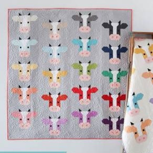 Annabelle Quilt Pattern from Cotton and Joy*Annabelle Cow Pattern*Rainbow Cows*Cow Quilt*Cow Pattern*Cow Quilt Pattern*