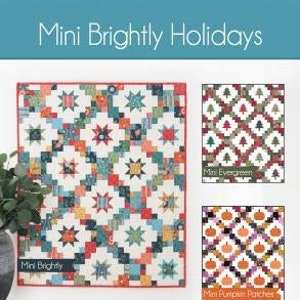 Mini Brightly Holidays Quilt Pattern by Cluck Cluck Sew*Brightly Quilt*Star Quilt*Star Quilt Pattern*Mini Holiday Quilts*Brightly Holiday*
