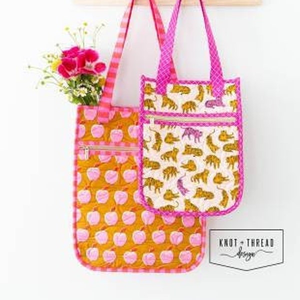 Everyday Quilted Tote Pattern from Knot and Thread Designs*Quilted Tote Bag*Tote Bag Pattern*Everyday Tote Bag Pattern*Quilted Bag*Bags*