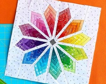 Colorburst Mini Quilt Pattern from Sassafras Lane Designs*Mini Quilt Pattern*Colorburst Mini Quilt*Quilt Block Pattern*Rainbow Star Quilt*