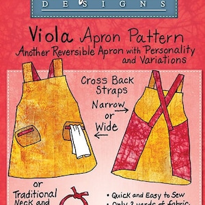 Viola Apron Pattern*Crisscross Apron*Apron Pattern*Easy Apron Pattern*No Tie Apron Pattern*Adult Apron Pattern*Mary Mulari Aprons*Apron