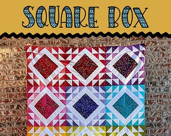 Square Box Quilt Pattern by Villa Rosa*Square Box Pattern*Ombre Quilt Pattern*Quilt Postcard*Rainbow Quilt Pattern*Square Box*Villa Rosa*