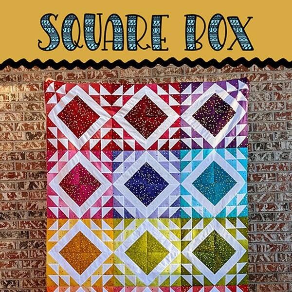 Square Box Quilt Pattern by Villa Rosa*Square Box Pattern*Ombre Quilt Pattern*Quilt Postcard*Rainbow Quilt Pattern*Square Box*Villa Rosa*