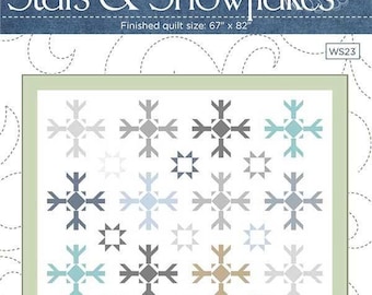 Stars and Snowflakes Quilt Pattern by Wendy Sheppard*Snowflake Quilt*Snowflake Pattern*Winter Quilt*Snowflakes*Snowfall*Snowman Gatherings*