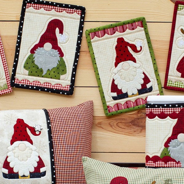 Holly Jolly Gnomes Applique Pattern*Gnome Pillow Pattern*Christmas Gnome Pattern*Gnomes*Holly Jolly Gnomes*Gnome Pillow*Gnome Quilts*Gnomes*