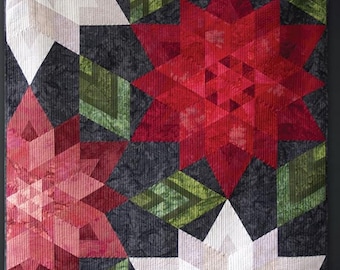 Crimson Christmas Quilt Pattern from The Quilted Life*Holiday Quilt Pattern*Contemporary Quilt*Christmas Quilt*Poinsettia Quilt Pattern*