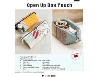 Open Up Box Pouch Pattern from Sewing Illustration by Minki Kim