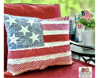 Betsy Quilted Pillow Pattern from Easy Piecy Quilts*FQ Pillow*Pillow Pattern*Quilted Pillow Pattern*Scrappy Pillow Pattern*Flag Pillow*