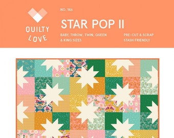 Quilty Love Star Pop II Quilt Pattern*Star Pop Pattern*Star Quilt Pattern*Star Quilt*Star Pattern*Baby Quilt Pattern*Sawtooth Quilt