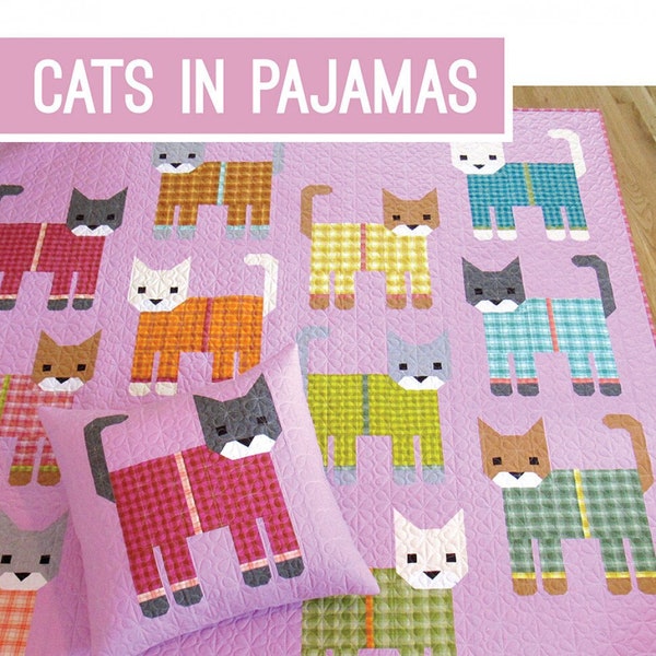 Cats in Pajamas Quilt Pattern from Elizabeth Hartman*Cat Quilt*Cat Quilt Pattern*Kitty Quilt*Cat Pattern*Cats in Pajamas Quilt*Cats*