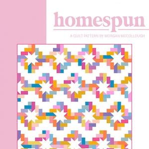 Homespun Quilt Pattern*Scrappy Quilt Pattern*FQ Friendly Quilt*Fat Quarter Quilt*Scrap Quilt Pattern*Throw Quilt Pattern*Star Quilt Pattern*