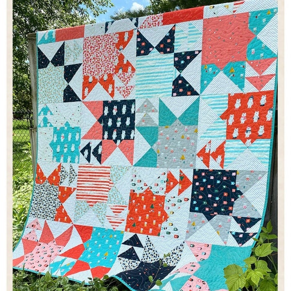 Crown & Anchor Quilt Pattern*Scrappy Quilt Pattern*FQ Friendly Quilt*Fat Quarter Quilt*Scrap Quilt Pattern*Throw Quilt Pattern*Star Quilt