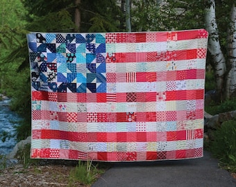 Yankee Doodle Dandy Quilt Pattern*Flag Quilt*Flag Pattern*Patriotic Quilt Pattern*Patriotic Quilt*Summer Quilt Pattern*Scrappy Flag Quilt*