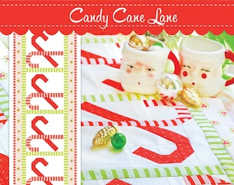 Candy Cane Lane Table Runner, Topper, Placemat Pattern by Fig Tree Quilts