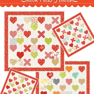 Charm Pack Hearts Mini Quilt Pattern From Fig Tree Quilts*Valentine Topper*Heart Quilt*Valentine Pattern*Hearts*Heart Table Runner*Mini*