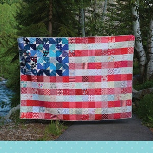 Yankee Doodle Dandy Quilt Pattern*Flag Quilt*Flag Pattern*Patriotic Quilt Pattern*Patriotic Quilt*Summer Quilt Pattern*Scrappy Flag Quilt*