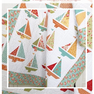 Boat Day Quilt Pattern by The Pattern Basket*Sail Boat Quilt Pattern*Sail Boat Quilt*Sail Boats*Boat Quilt*Boy Quilt Pattern*Summer Quilt*