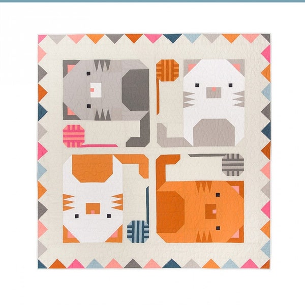 Kitten Around Quilt Pattern from Pen & Paper Patterns*Cat Quilt*Cat Quilt Pattern*Kitten Quilt*Cat Pattern*Cat Pillow Pattern*Kitten Quilt*