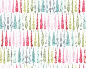 Henry Glass Christmas in Color Christmas Tree Row Rainbow (2455-108) 1/2-YD Increments