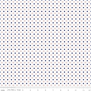 Riley Blake Designs Picadilly Dots White (C11897-WHITE) 1/2-YD Increments*Patriotic Fabric*Patriotic Dots*Picadilly Dots*Dots*Polka Dots*