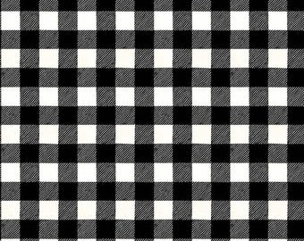 Riley Blake Designs White as Snow Buffalo Plaid Black (C13562-BLACK) 1/2 Yard Increments