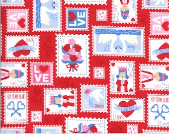 Moda Be Mine Love Stamp Kisses (20712 14) 1/2 Yard Increments