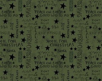 Riley Blake Designs Kringle Words Green (C13446-GREEN) 1/2-Yard Increments