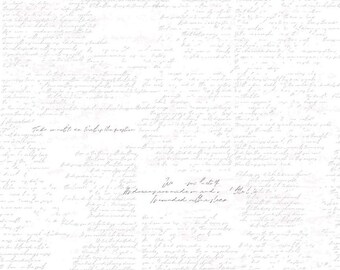 Riley Blake Designs Between the Pages Manuscript White (C15372-WHITE) 1/2 Yard Increments*Low Volume*White Text Fabric*Handwriting*