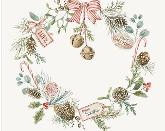 Riley Blake Designs Holiday Season Greetings Wreath Panel by Lisa Audit (CD17466-PANEL) 1-YD Increments