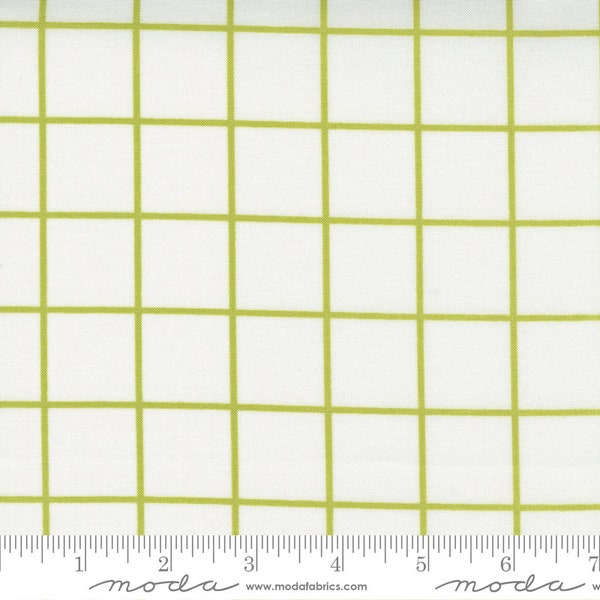 Moda One Fine Day Windowpane Windowpane Ivory Green*55235 17*1/2 Yard Increments*Bonnie & Camille*One Fine Day*Windowpane*Check*Plaid*Green*