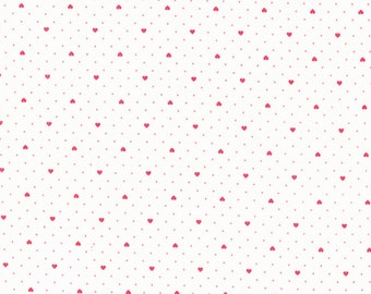 7/8-YD Bolt End Moda Lighthearted Heart Dot Cream Red (55298 11)