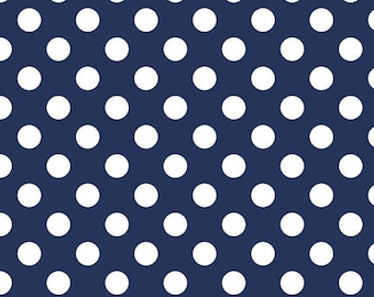 Riley Blake Medium Dot Navy (C360-21 NAVY) 1/2 YD Increments