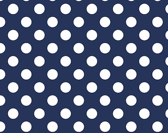 Riley Blake Medium Dot Navy (C360-21 NAVY) 1/2 YD Increments