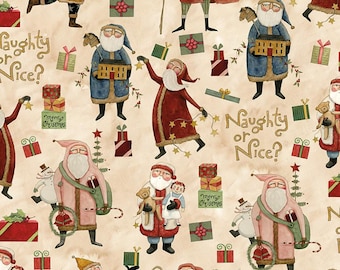Riley Blake Designs Naughty or Nice Main Black (C16260-PARCHMENT) 1/2-Yard Increments