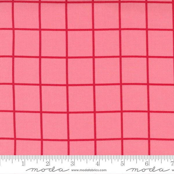 Moda One Fine Day Windowpane Pink*55235 14*1/2 Yard Increments*Bonnie & Camille Plaid*One Fine Day*Windowpane Pink*Check Fabric*Plaid*Pink*