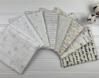 Art Gallery Fabrics Low Volume FQ & F8 Bundle (CC100179) Low Volume*Text Print*Love Letter*Backgrounds*Blenders*Text*Modern FQ Bundle*Script