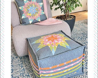 Star Lazing Ottoman & Cushion Set Pattern from Melly and Me* Quilted Ottoman*Quilted Pillow*Ottoman Pattern*Pillow Pattern* Foot Stool