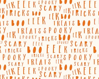 Riley Blake Designs Bad to the Bone Words Off White (C11924-OFFWHITE) 1/2-Yard Increments