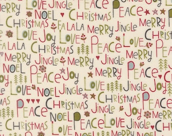 Moda Chilly Peace Love Joy Vanilla (55710 11) 1/2-YD Increments