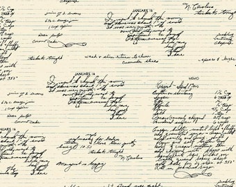 Art Gallery Fabrics Her & History Margaret's Letters (HEH 42783) 1/2 Yard Increments*Low Volume*Cream Text Fabric*Handwriting*Letters*