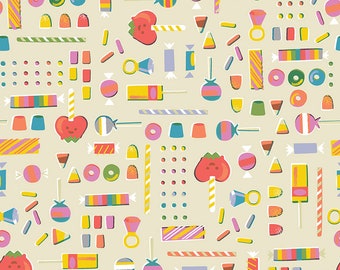 Riley Blake Designs Tiny Treaters Retro Candy Cream (C10482-CREAM) 1/2 Yard Increments